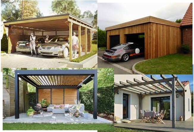 fabrication, la pose et l'installation de carport, garage, annexe et pergola en bois ou en acier ou aluminium